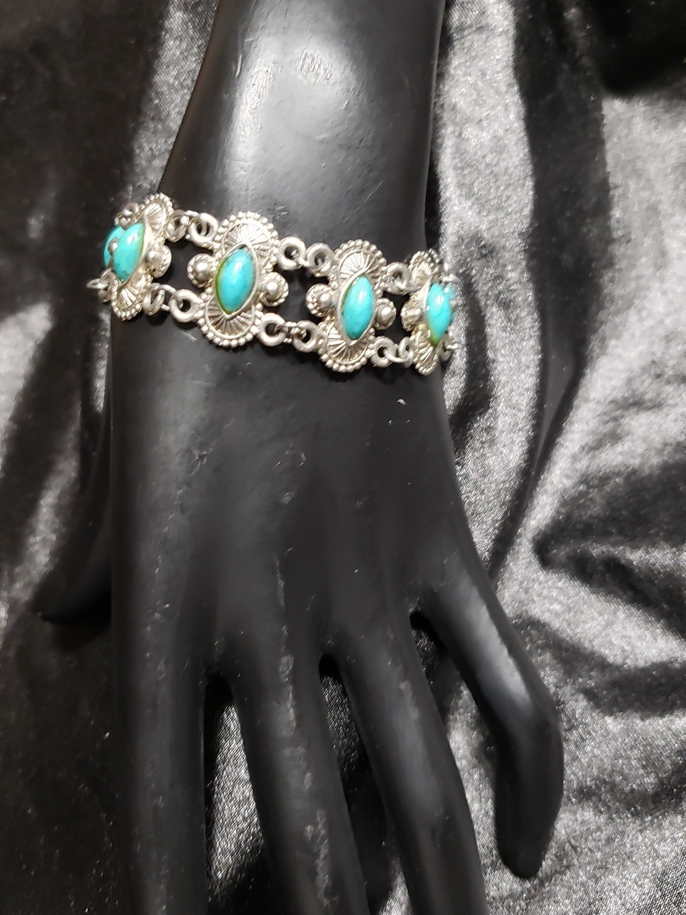 Turquoise Tone  Silver-Tone Link Bracelet